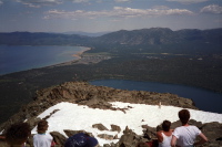View of South Lake Tahoe and Fallen Leaf Lake from Mt. Tallac (9735ft). 