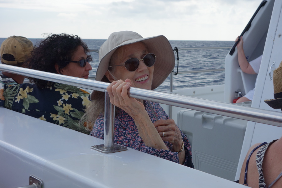 Kay enjoys the boat tour so far.