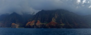 The deeply-furrowed Honopu Ridge falls to the sea.