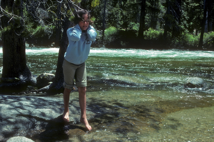 Laura at the Merced River at the top of Nevada Fall (2)