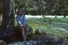 Laura at the Merced River at the top of Nevada Fall (3)