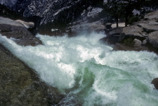 Water rushing over the brink of Nevada Fall