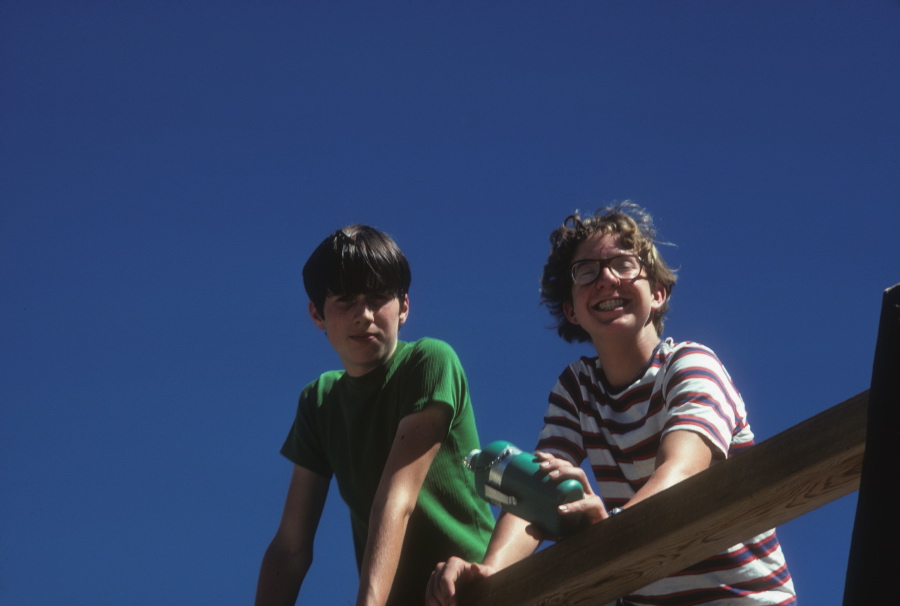 Bill and Jim on the John Muir Trail bridge over Merced River near Nevada Fall