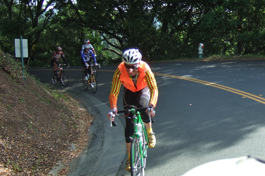 One rider enjoys the climb.