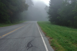 Up South Park Drive into the fog
