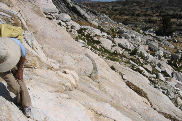 Climbing some steep slabs to the Conness Lakes. (10,450ft)