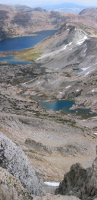 Saddlebag, Greenstone, and Conness Lakes from North Peak.