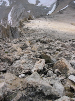 View down the descent from the summit.