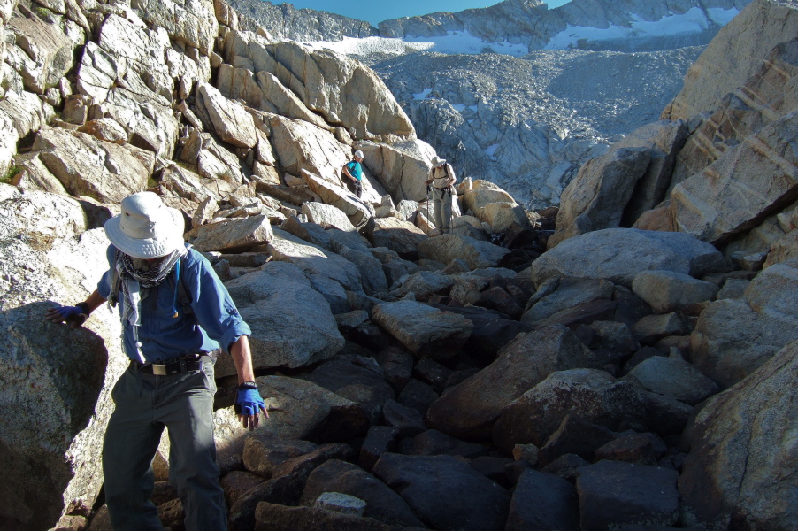 Frank, Stella, and David return down the same canyon.