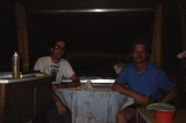 Bill and Dan in the pop-up trailer.