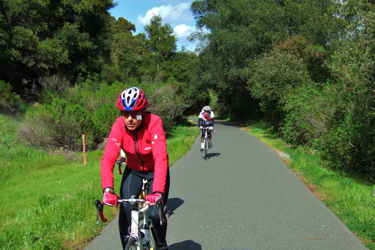 Riding up the Moraga Bike Path.