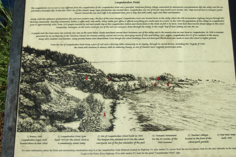 Plaque on the history of Laupahoehoe
