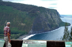 David enjoys the view of Waipi'o Valley.