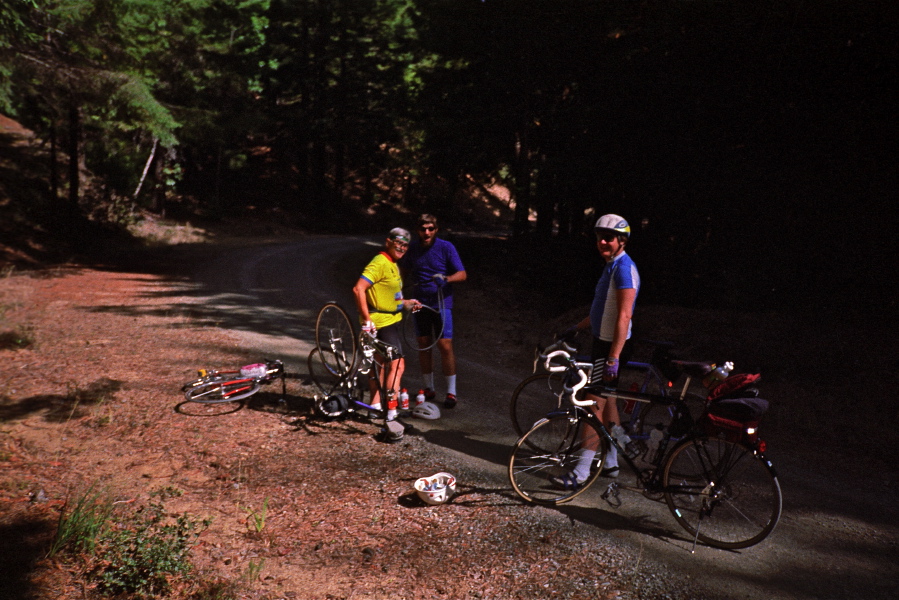 Jude fixes a flat.