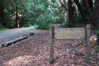 Sign marking access to Portola State Park from Old Haul Rd.