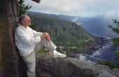 David enjoys the view from the Cape Perpetua summit.