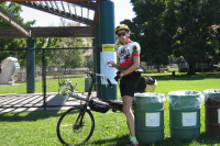 Zach takes his electrolytes at Warm Springs Park, Fremont