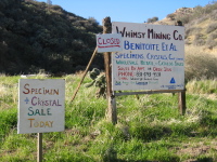 Whimsy Mining signs outside of Idria