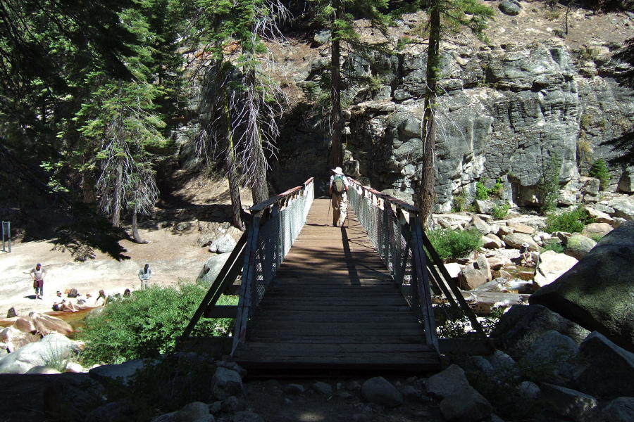 David crosses Illilouette Creek.