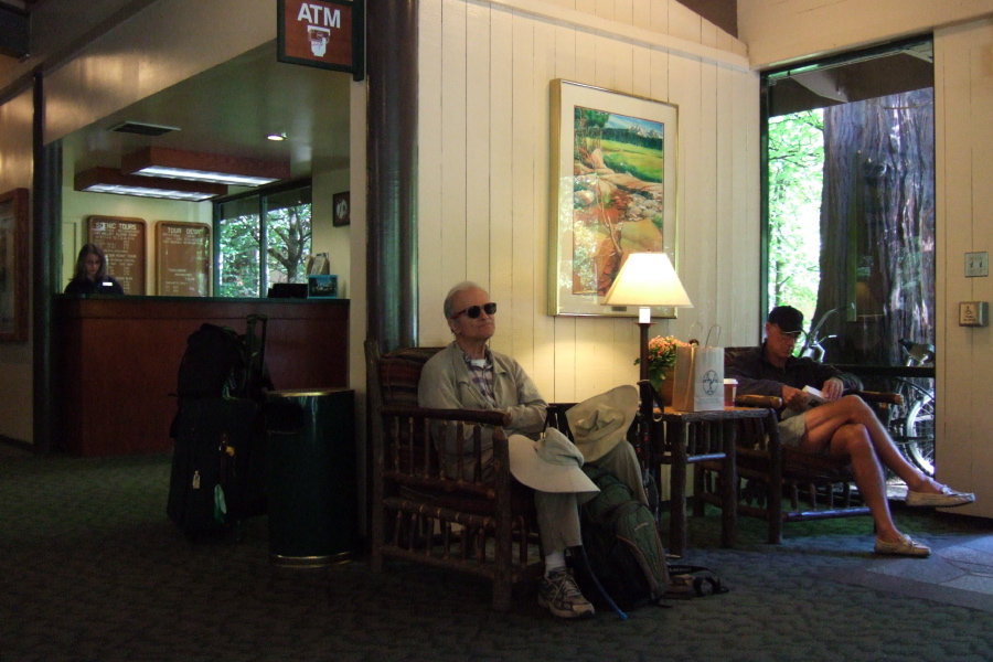 David waits for the Glacier Point Tour in the lobby of the Yosemite Lodge.