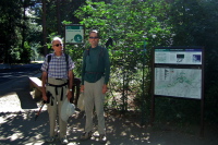 David and Bill wait for the Valley Shuttle bus to take them to Yosemite Lodge.