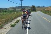 Granger Tam leads the group up CA84 from San Gregorio.