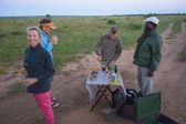 At the mid-point of every game drive, a refreshment table is set up.  This occasion was the only time we had to fend off mosquitos.