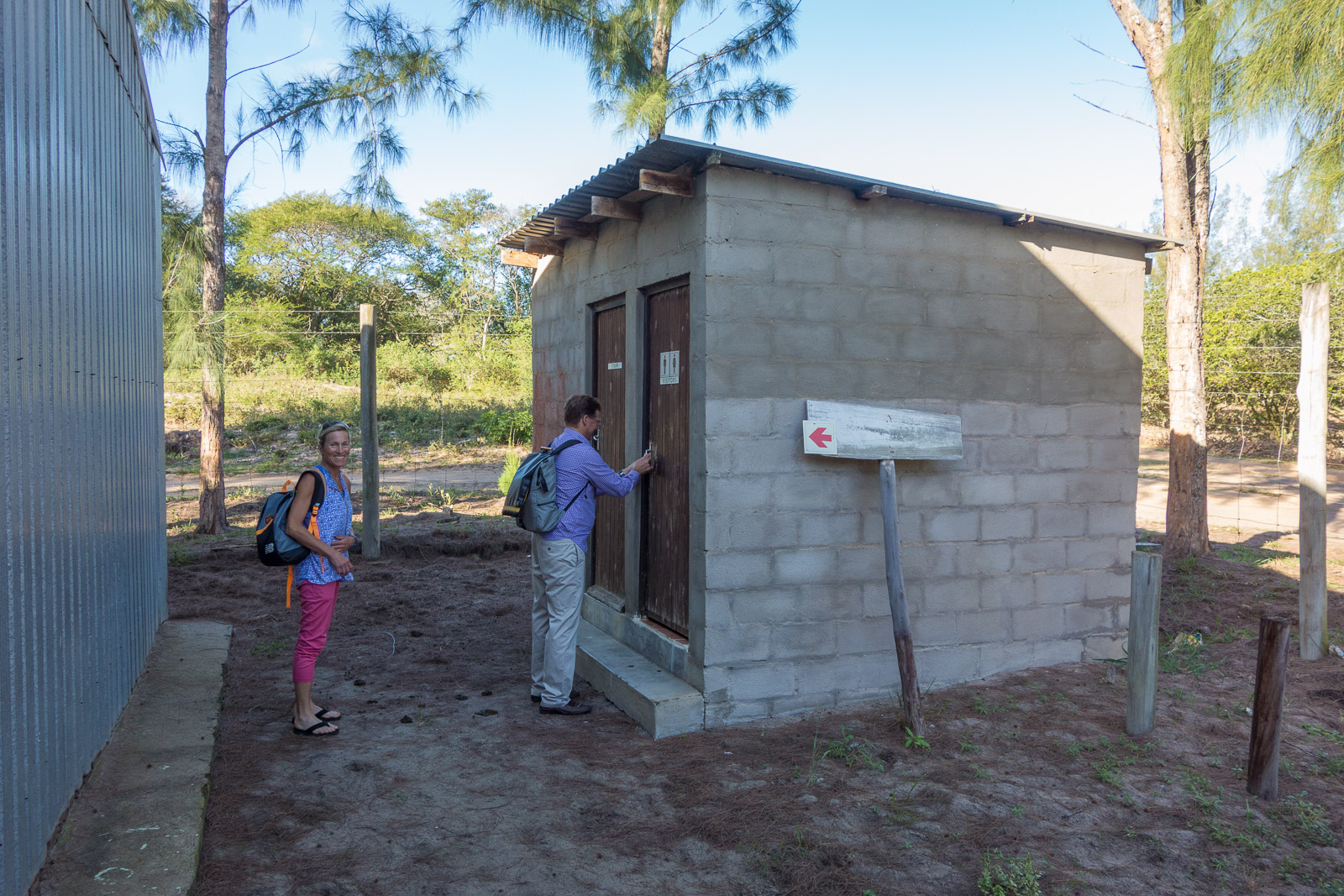 While we expected to find a simple pit toilet, we instead found a facility with running water stocked with soap, towels, and lavatory paper.  It was clearly intended for Thonga guests.  What is difficult to see is that a prior visitor had haplessly and unfortunately stepped into one of the many piles of animal feces in the area and had tracked it into the room.