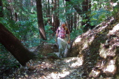David hikes up a steeper section of the Mt. Redondo Trail.