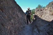 Frank and Stella reach the interesting part of High Peaks Trail.