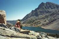 David takes a snack break above one of the Piute Lakes.