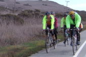 The tandems (and one single) riding north on CA1, north of Santa Cruz.