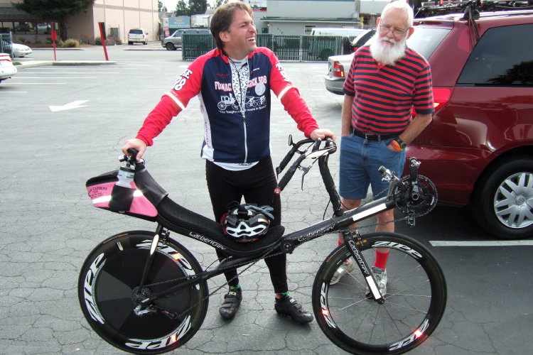 Dana Lieberman and Lee Mitchell share a lighter moment while talking about next year's RAAM team.