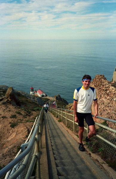 Bill on the stairs from the Lighthouse.