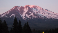 Sunset on Mt. Shasta from the Quality Inn in Weed, CA.