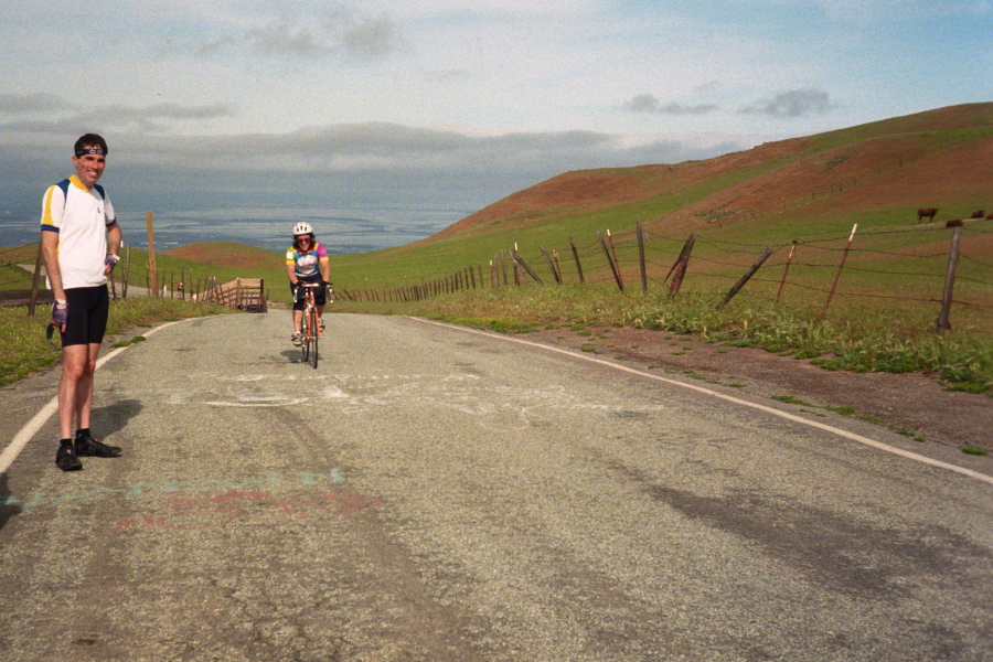 Stella reaches the summit of Sierra Rd.