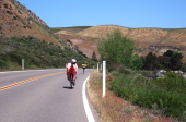 Ron and Andy ride north on CA25 near Paicines.
