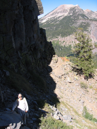 David makes his way up the steep shoulder of Sherwin Crest.