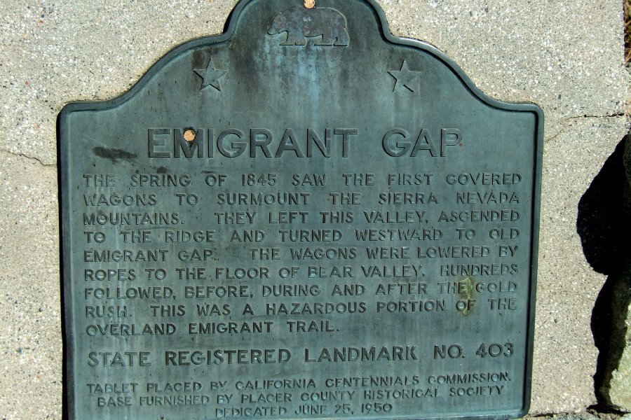 Emigrant Gap plaque