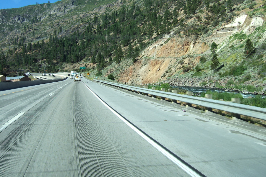 Climbing alongside the Truckee River.