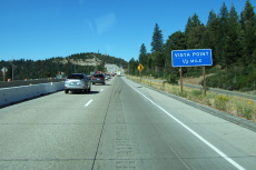 Preparing to stop at the Emigrant Gap Vista Point