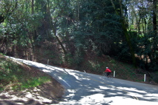 Frank rounds the sharp bend on Summit Road west of the bridge over CA17.