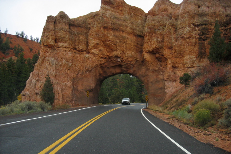 UT12 passing through another tunnel in Red Canyon.