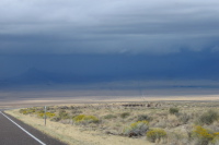 Heading into a storm on UT21, Wah Wah Valley, west of Milford, UT.