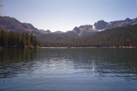 Unobstructed view of Duck Pass from Lake Mary
