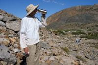 David drinking from his stainless steel water bottle.