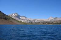 View of North Peak (left, 12242ft) and Shepherd Crest (12000ft) from Saddlebag Lake (10066ft)