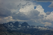 Clouds boil over the Ritter Range.