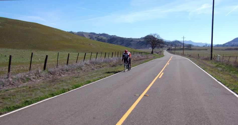 A tandem team riding north in Peachtree Valley.