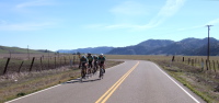 John Elgart's team rides north on CA25 through Peachtree Valley.